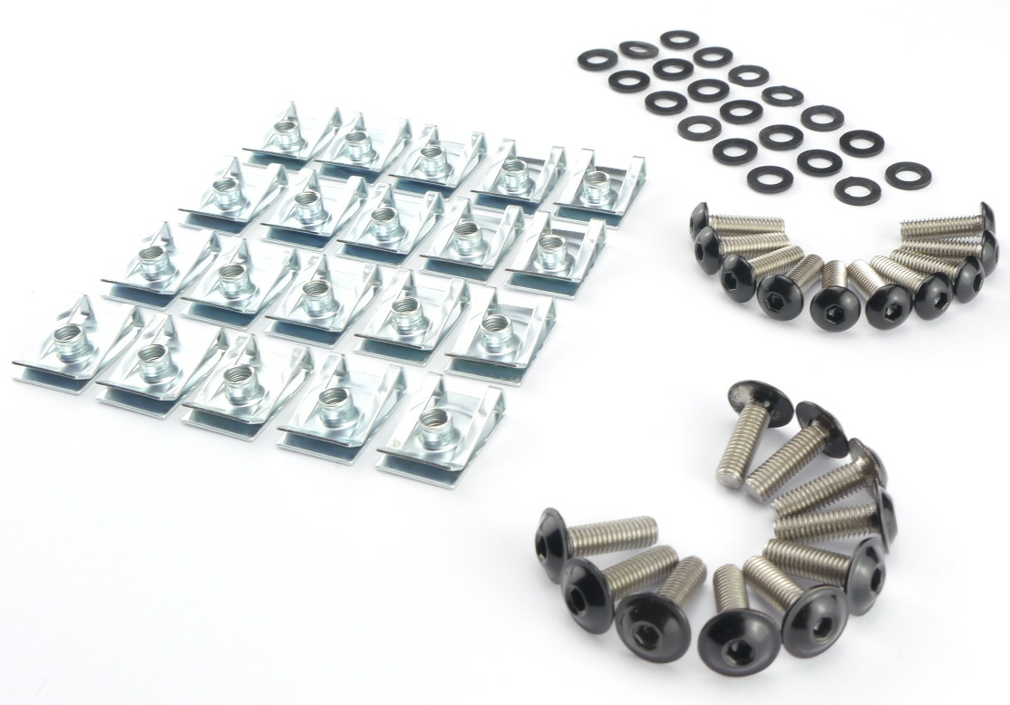 Motorrad Verkleidungsschrauben Klemmen Clips 5mm Edelstahl Schrauben Set schwarz