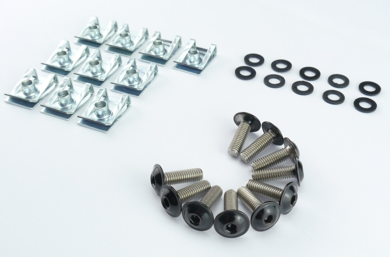 Motorrad Verkleidungsschrauben Klemmen Clips 5mm Edelstahl Schrauben Set schwarz
